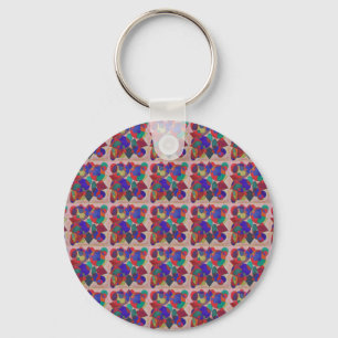 Stained glass art design multi coloured real paint key ring