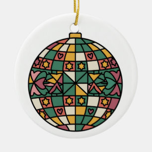 Stained Glass Art, Disco Ball Stained Glass Style Ceramic Ornament
