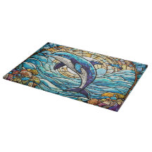 Stained glass art dolphin