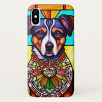 Stained Glass Art Featuring a Dog Portrait