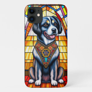 Stained Glass Art Featuring a Dog Portrait iPhone 11 Case