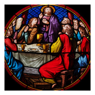 Stained Glass art Last Supper Poster