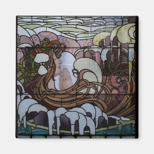 Stained Glass Art Nouveau Sea Scene Magnet