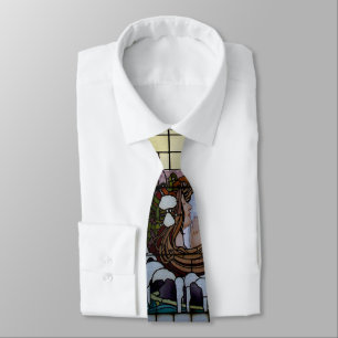 Stained Glass Art Nouveau Sea Scene Tie