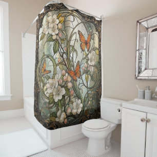 Stained Glass Art Nouveau Shower Curtain
