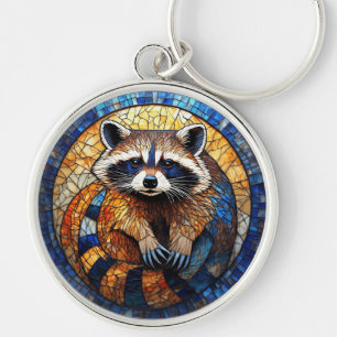 Stained Glass Art of Racoon Key Ring