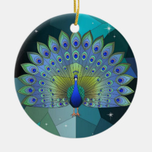 Stained Glass Art, Peacock Stained Glass Ceramic Ornament