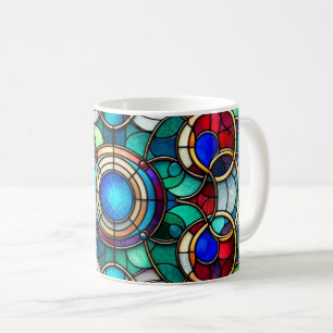 Stained Glass Art - Radiant Circle Design Coffee Mug