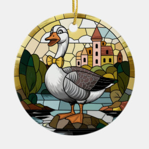 Stained Glass Art, Silly Goose Stained Glass Ceram Ceramic Ornament