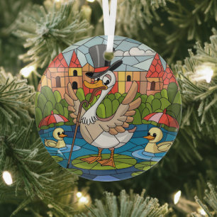 Stained Glass Art, Silly Goose Stained Glass Ceram Tree Decoration