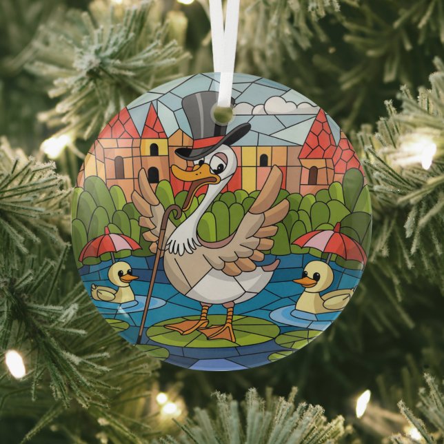 Stained Glass Art, Silly Goose Stained Glass Ceram Tree Decoration (Insitu)