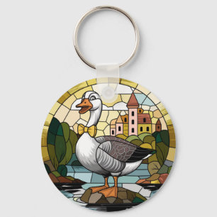 Stained Glass Art, Silly Goose Stained Glass  Key Ring
