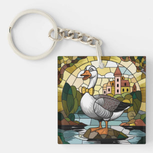 Stained Glass Art, Silly Goose Stained Glass  Key Ring