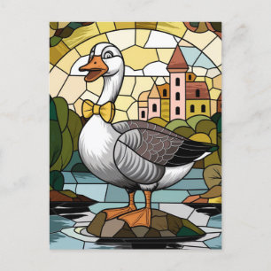 Stained Glass Art, Silly Goose Stained Glass  Postcard