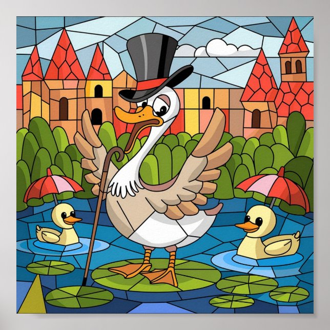 Stained Glass Art, Silly Goose Stained Glass  Poster (Front)