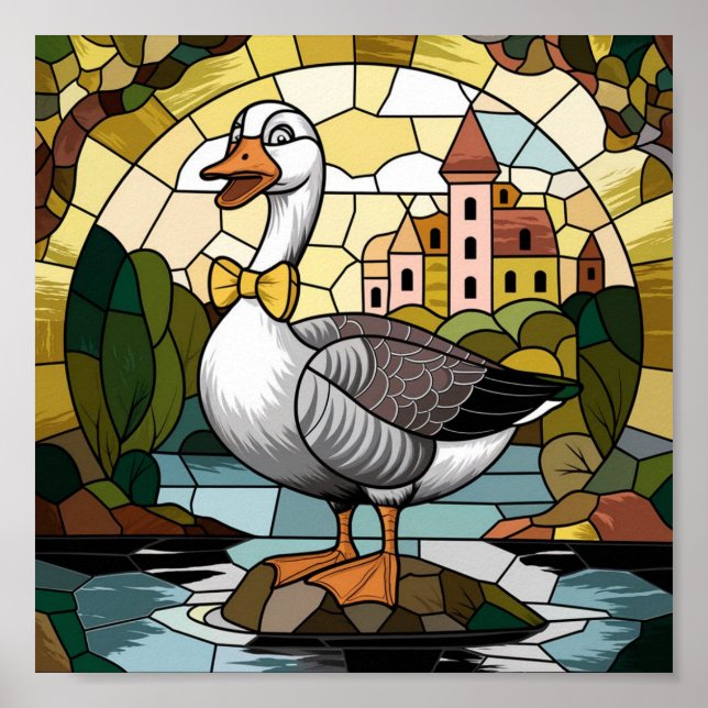 Stained Glass Art, Silly Goose Stained Glass  Poster (Front)