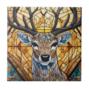 Stained Glass Art, Stained Glass Style Deer Art Ceramic Tile