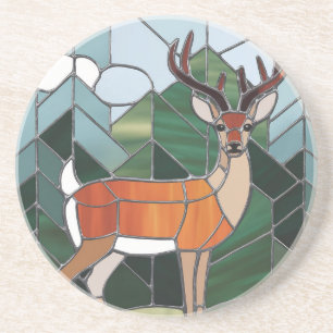 Stained Glass Art, Stained Glass Style Deer Art Coaster