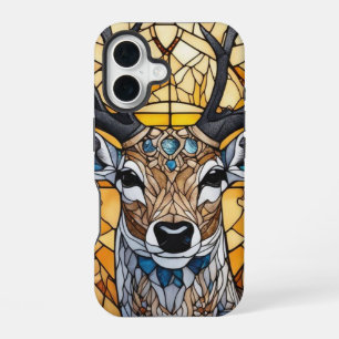 Stained Glass Art, Stained Glass Style Deer Art iPhone 16 Case