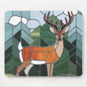 Stained Glass Art, Stained Glass Style Deer Art Mouse Pad