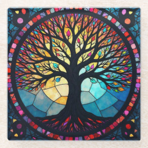 Stained Glass Art, Tree of Life Stained Glass Coaster