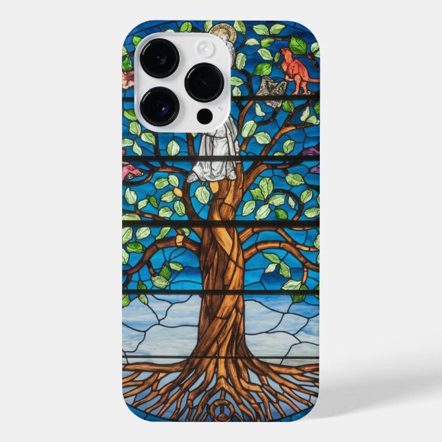  Stained Glass Art, Tree of Life Stained Glass iPhone Case (Back)