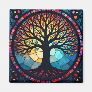 Stained Glass Art, Tree of Life Stained Glass  Magnet