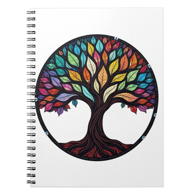 Stained Glass Art, Tree of Life Stained Glass  Notebook (Front)