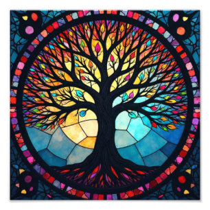 Stained Glass Art, Tree of Life Stained Glass  Photo Print
