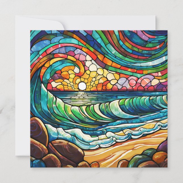 Stained glass beach and sunset (Front)