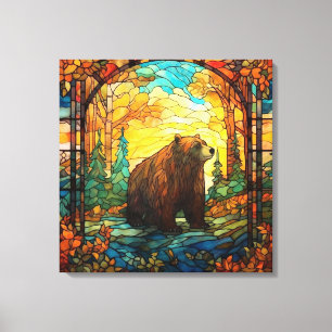 Stained Glass Bear Canvas Art
