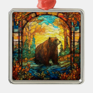 Stained Glass Bear Ornament