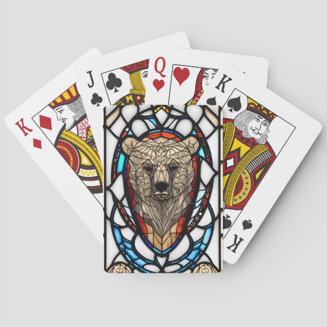 Stained Glass Bear  Playing Cards (Back)
