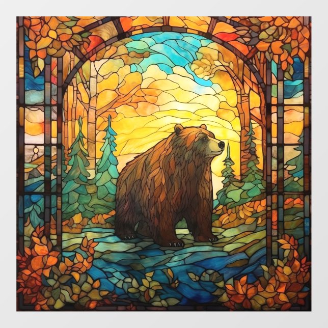 Stained Glass Bear Window Cling (Sheet)