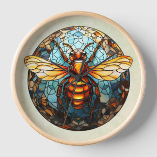 Stained Glass Bee Wall Clock
