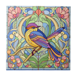 Stained Glass Bird Ceramic Tile