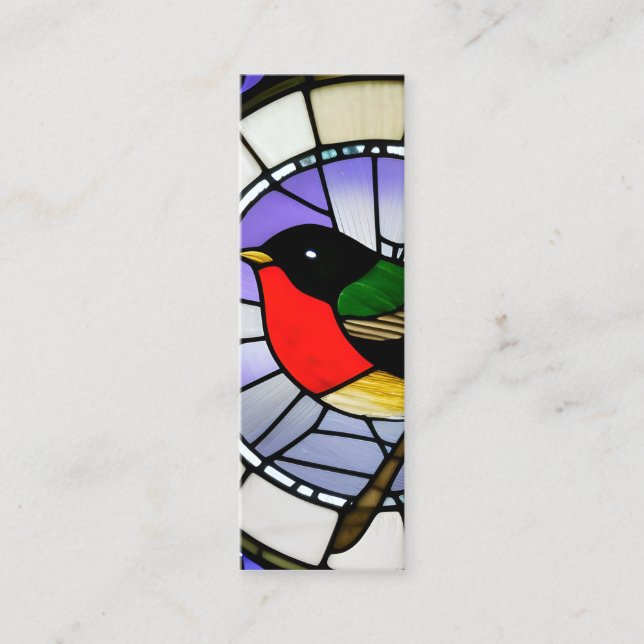 Stained Glass Birds Graphic Mini Business Card (Front)