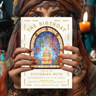 Stained Glass Birthday Party Cake Tarot Card