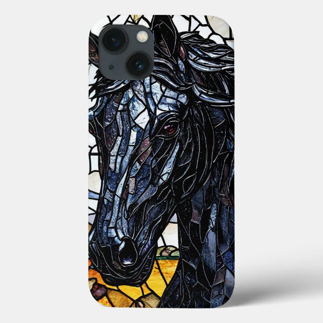 Stained Glass Black Horse Elegance ✨ Case-Mate iPhone Case (Back)