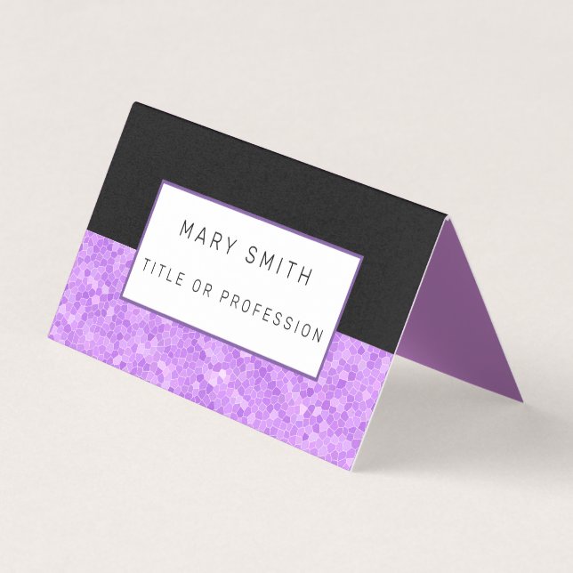 Stained Glass Black Purple Business Card (Front)