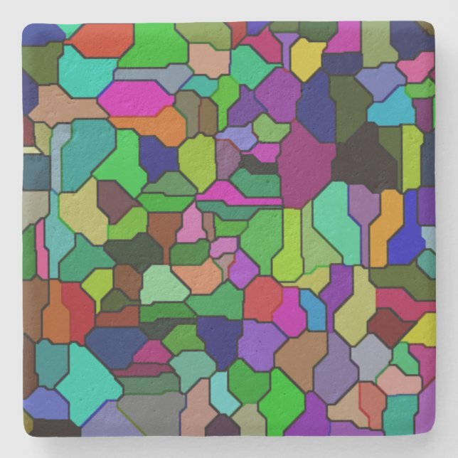 Stained Glass Block Tile Limestone Coaster (Front)