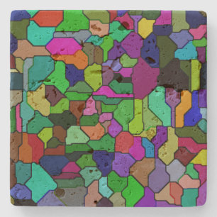 Stained Glass Block Tile Travertine Coaster