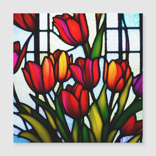 "Stained Glass Blooms: Leadlight Tulips in Color" (Front)