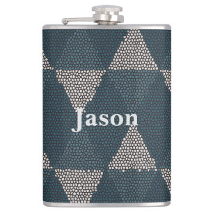Stained Glass Blue Diamond Hip Flask