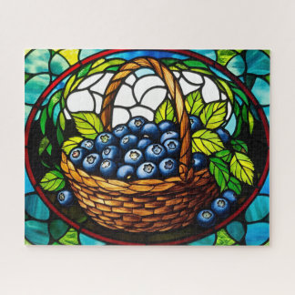 Stained Glass Blueberry Basket  Jigsaw Puzzle