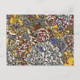 Stained Glass Botanical Floral Holiday Postcard