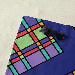 Stained Glass Bright Colours Beach Towel