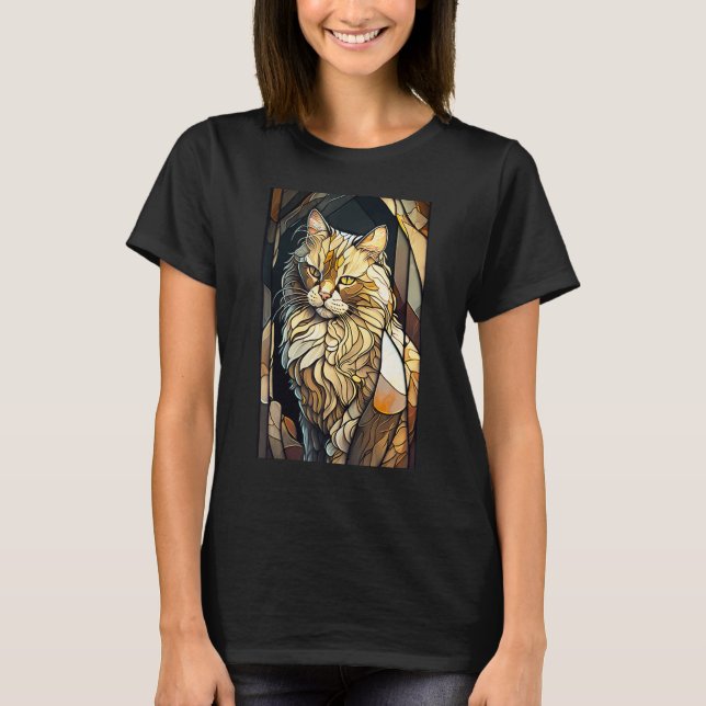 Stained Glass Buff Cat T-Shirt (Front)