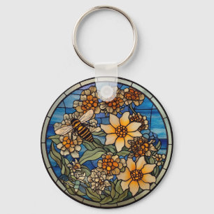 Stained Glass Bumblebee Key Ring