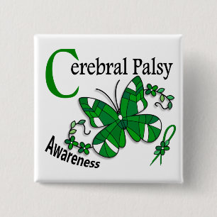 Stained Glass Butterfly 2 Cerebral Palsy 15 Cm Square Badge